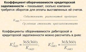 Формула расчета оборачиваемости кредиторской задолженности